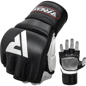 RDX T1 Leder MMA Trainingshandschuhe in Schwarz